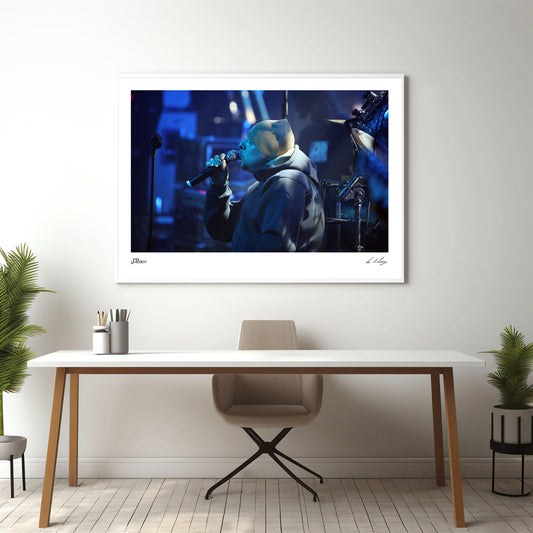 Shaun Ryder on Stage in front of the drums - Limited Edition prints